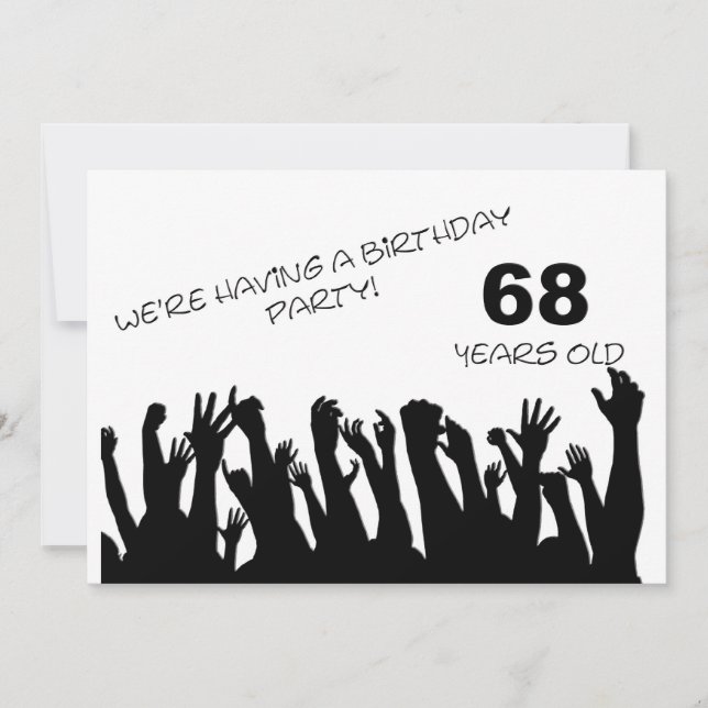 68th party invitation with cheering crowds (Front)
