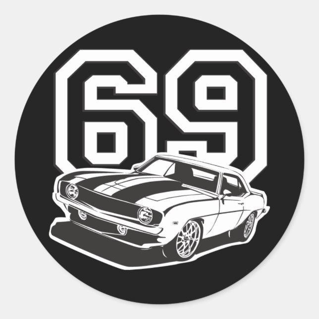 69 Camaro Classic Round Sticker (Front)