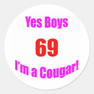 69 Cougar Birthday Classic Round Sticker