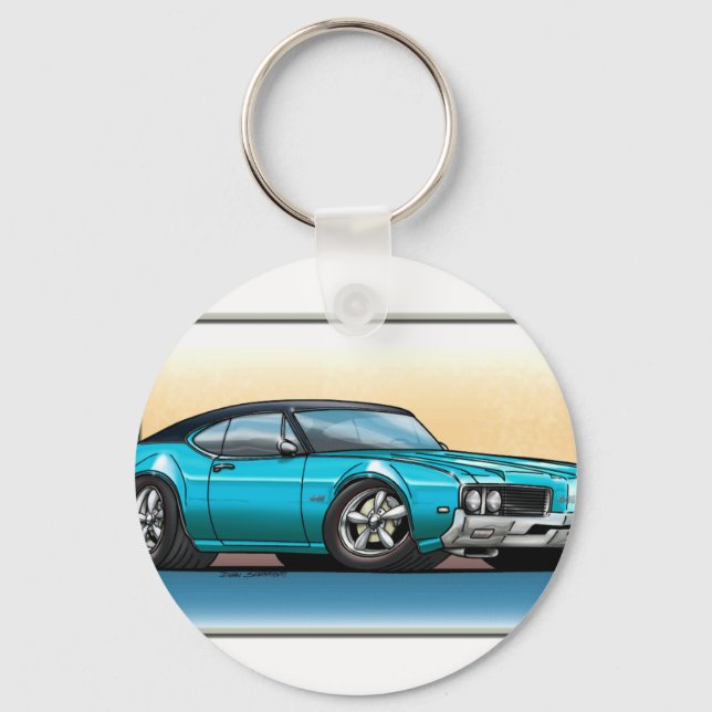 69 Cutlass Teal Blue Keychain (Front)