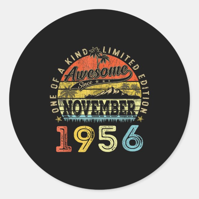69 Limited Edition 1956 One Of A Kind November 69t Classic Round Sticker (Front)