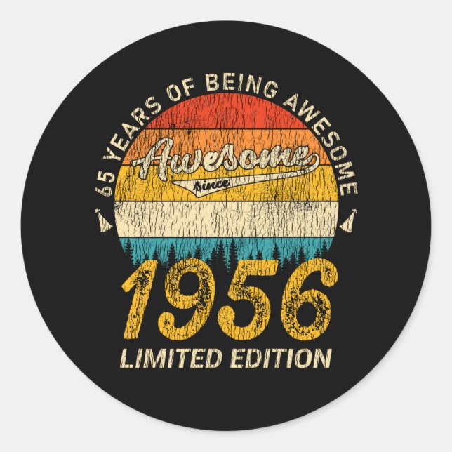 69 Year Old 1956 Retro Awesome 69th Birthday Gift Classic Round Sticker (Front)