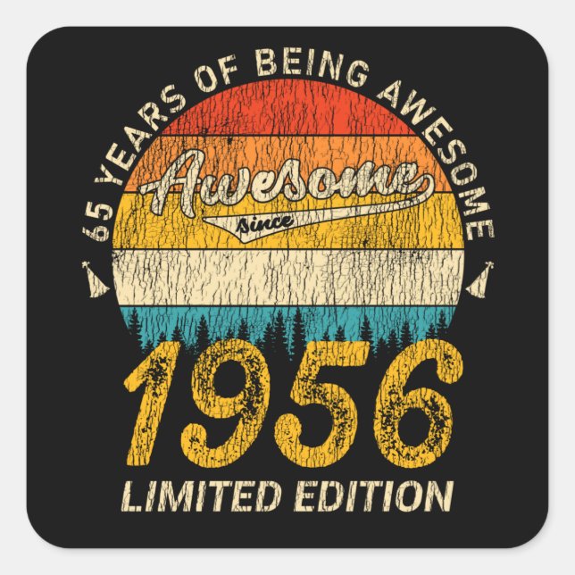 69 Year Old 1956 Retro Awesome 69th Birthday Gift Square Sticker (Front)