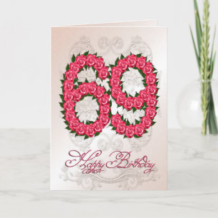 69th birthday card with roses and leaves