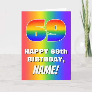69th Birthday: Colourful, Fun Rainbow Pattern # 69 Card