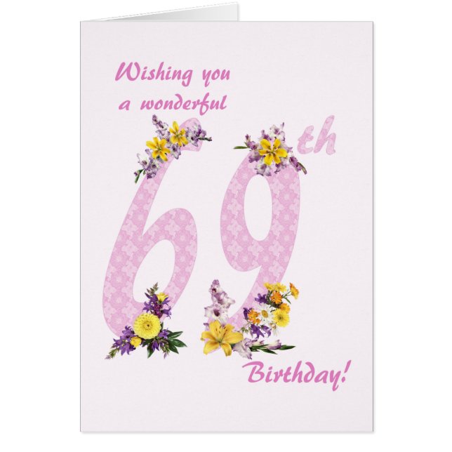 69th Birthday Flower Decorated Numbers (Front)