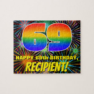69th Birthday: Fun, Colorful Celebratory Fireworks Jigsaw Puzzle