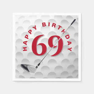 69th Birthday Golf Ball and Club Napkin