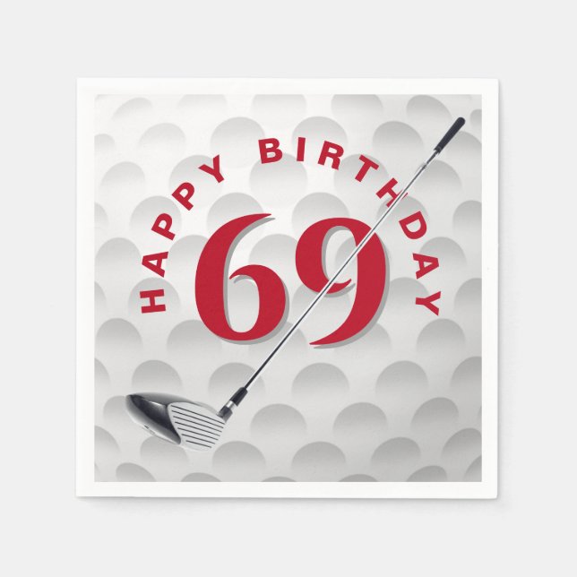 69th Birthday Golf Ball and Club Napkin (Front)