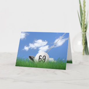 69th birthday golf ball in grass card