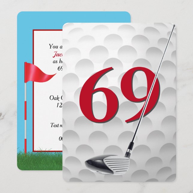 69th Birthday Golf Theme Party Invitation (Front/Back)