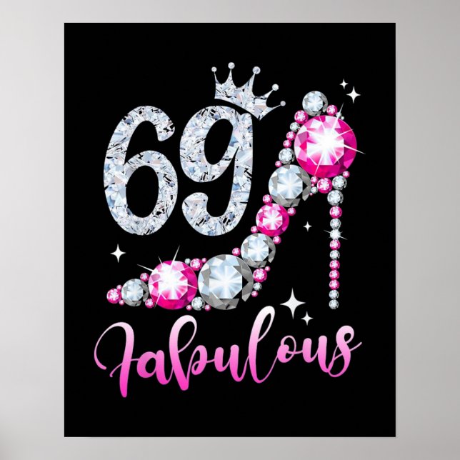69th Birthday High Heel Shoes Crown Diamond Poster (Front)