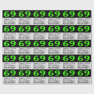 69th Birthday - Nerdy / Geeky Style "69" and Name Wrapping Paper