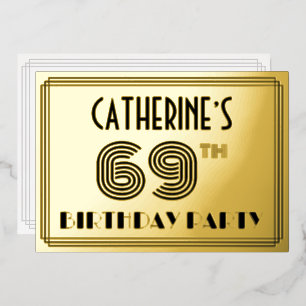 69th Birthday Party — Art Deco Style “69” & Name