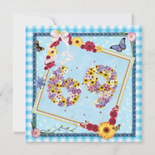 69th Birthday party Invitation flowers,butterflies