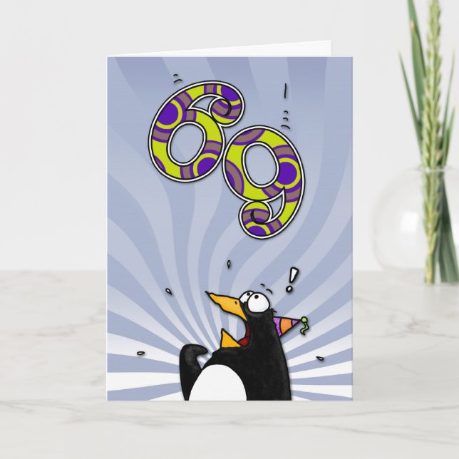 69th Birthday - Penguin Surprise Card (Front)