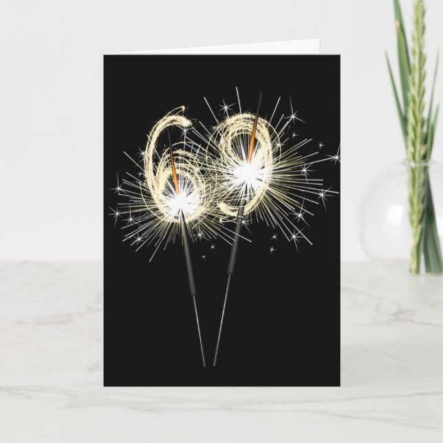 69th Birthday Sparklers on Black  Card (Front)