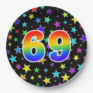 69th Event: Bold, Fun, Colorful Rainbow 69 Paper Plate