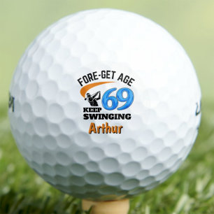 69th Gift for Him - Swinging Funny Cool Custom Golf Balls
