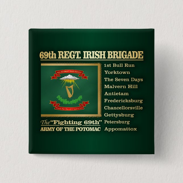 69th Regiment, Irish Brigade (BH) 2 Inch Square Button (Front)
