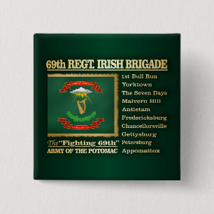 69th Regiment, Irish Brigade (BH) 2 Inch Square Button