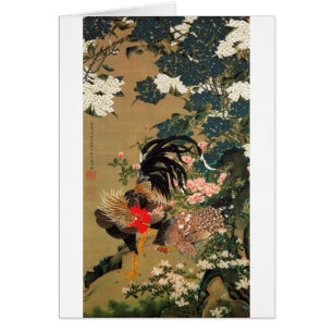 6. 紫 陽 花 双 鶏 図, 若 Hydrangea et Rooster, Jakuchu, 冲