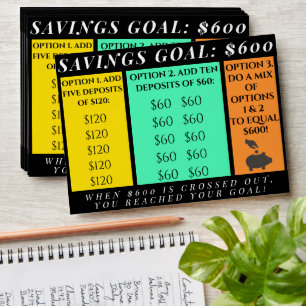 $6,000 Savings Goal Money Piggy Bank Envelope