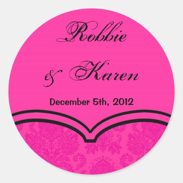 6 - 3" Favoriser Stickers Hot rose noir Damask Lac (Devant)