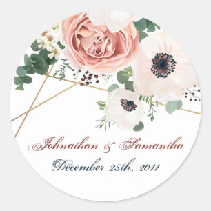 6 - 3" Favoriser Stickers Jardin géométrique Rose 
