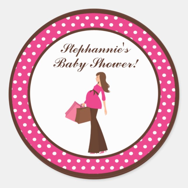 6 - 3" Favoriser Stickers Pink Mod Maman Pois (Devant)