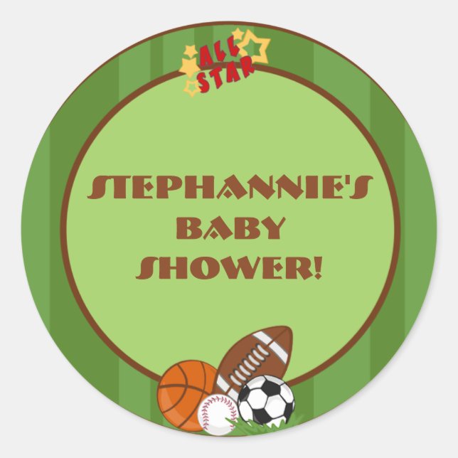 6 - 3"  Favour Stickers All-Star Green (Front)