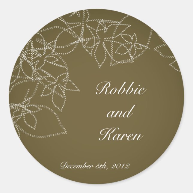 6 - 3" Favour Stickers Autumn Floral Fall Brown (Front)