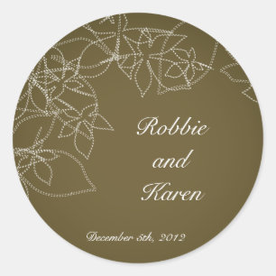 6 - 3" Favour Stickers Autumn Floral Fall Brown