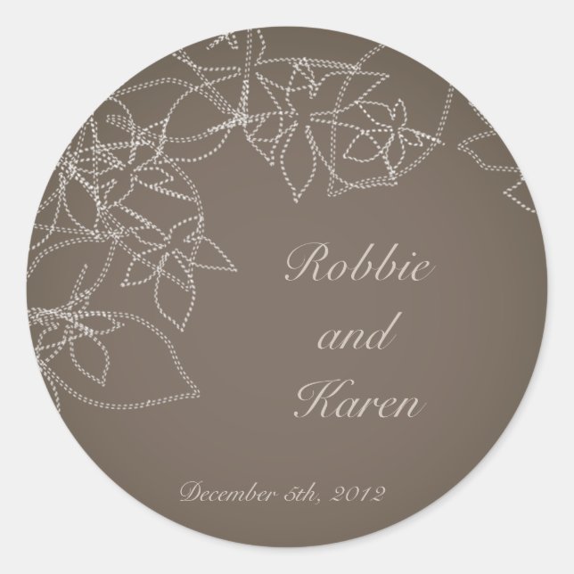 6 - 3" Favour Stickers Autumn Floral Fall Grey (Front)