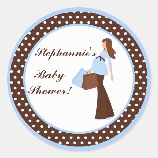 6 - 3"  Favour Stickers Blue Mod Mom Polka Dots (Front)