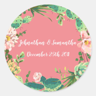 6 - 3" Favour Stickers Bohemian Cactus Succulents