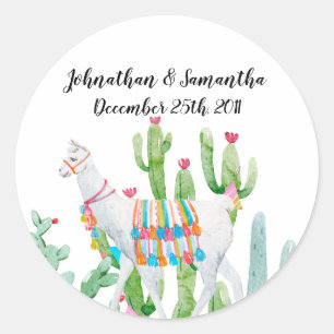 6 - 3" Favour Stickers Boho Llama Bohemian Cacti