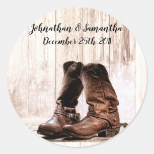 6 - 3"  Favour Stickers Boots Country Rustic Weste