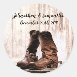 6 - 3"  Favour Stickers Boots Country Rustic Weste