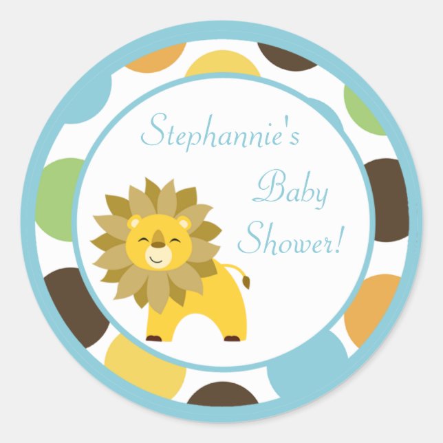 6 - 3"  Favour Stickers Jungle King Lion Safari (Front)