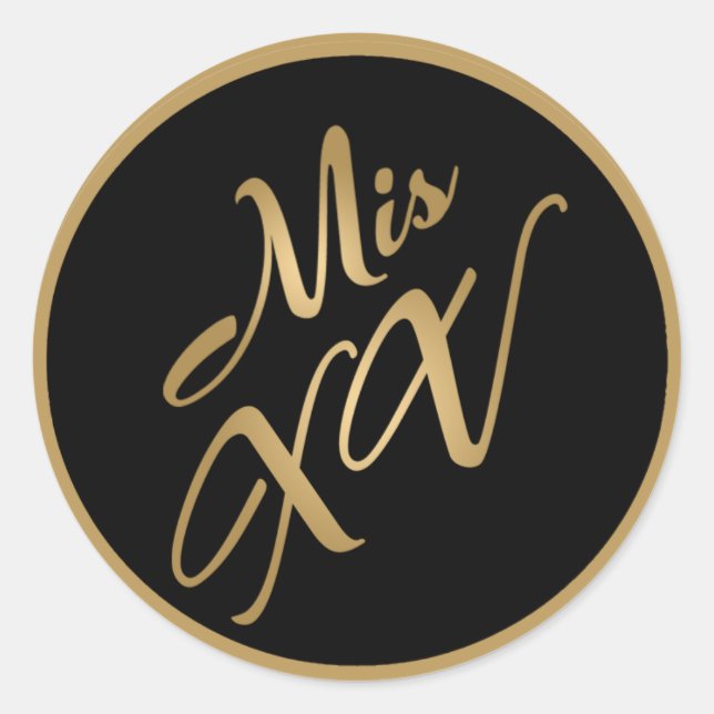 6 - 3"  Favour Stickers Mis XV Gold Black (Front)