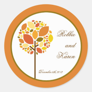 6 - 3" Favour Stickers Modern Autumn Tree Fall