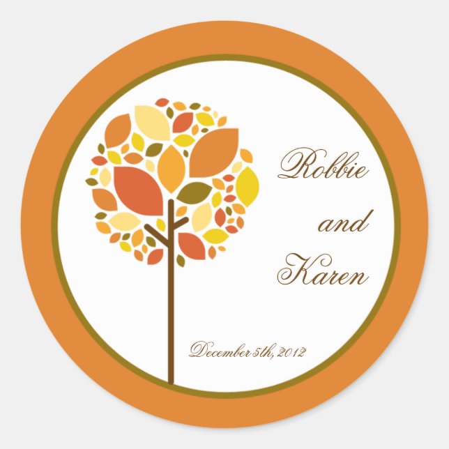 6 - 3" Favour Stickers Modern Autumn Tree Fall (Front)