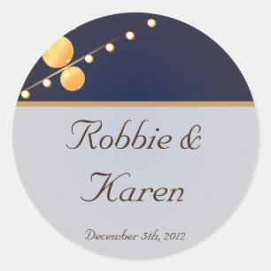 6 - 3" Favour Stickers Modern Paper Lanterns on Bl