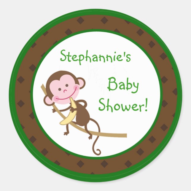 6 - 3"  Favour Stickers Monkey Swing Jungle Safari (Front)