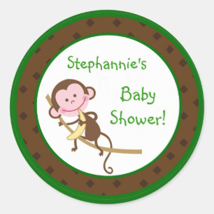 6 - 3"  Favour Stickers Monkey Swing Jungle Safari