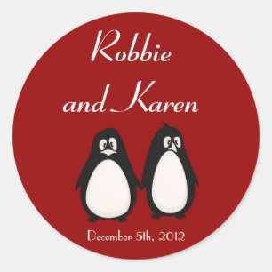 6 - 3" Favour Stickers Penguin Love Couple Mate fo