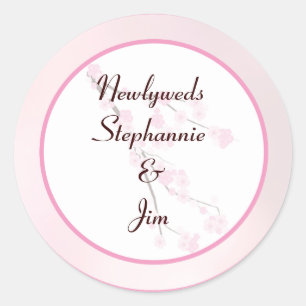 6 - 3" Favour Stickers Pink Cherry Blossom
