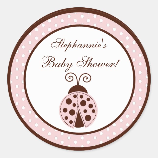 6 - 3"  Favour Stickers Pink Ladybug (Front)