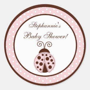 6 - 3"  Favour Stickers Pink Ladybug